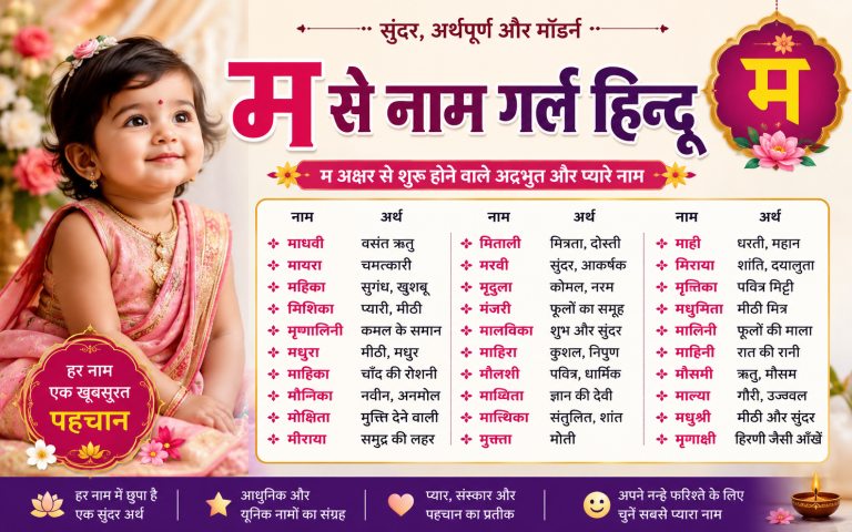 50+ Best म से नाम गर्ल हिन्दू (2026): मॉडर्न और अर्थपूर्ण नाम म से नाम गर्ल हिन्दू