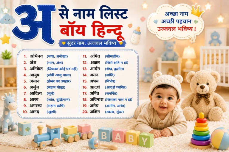 अ से नाम लिस्ट बॉय हिन्दू 120+ यूनिक और शुभ नामों की सूची अ से नाम लिस्ट बॉय हिन्दू